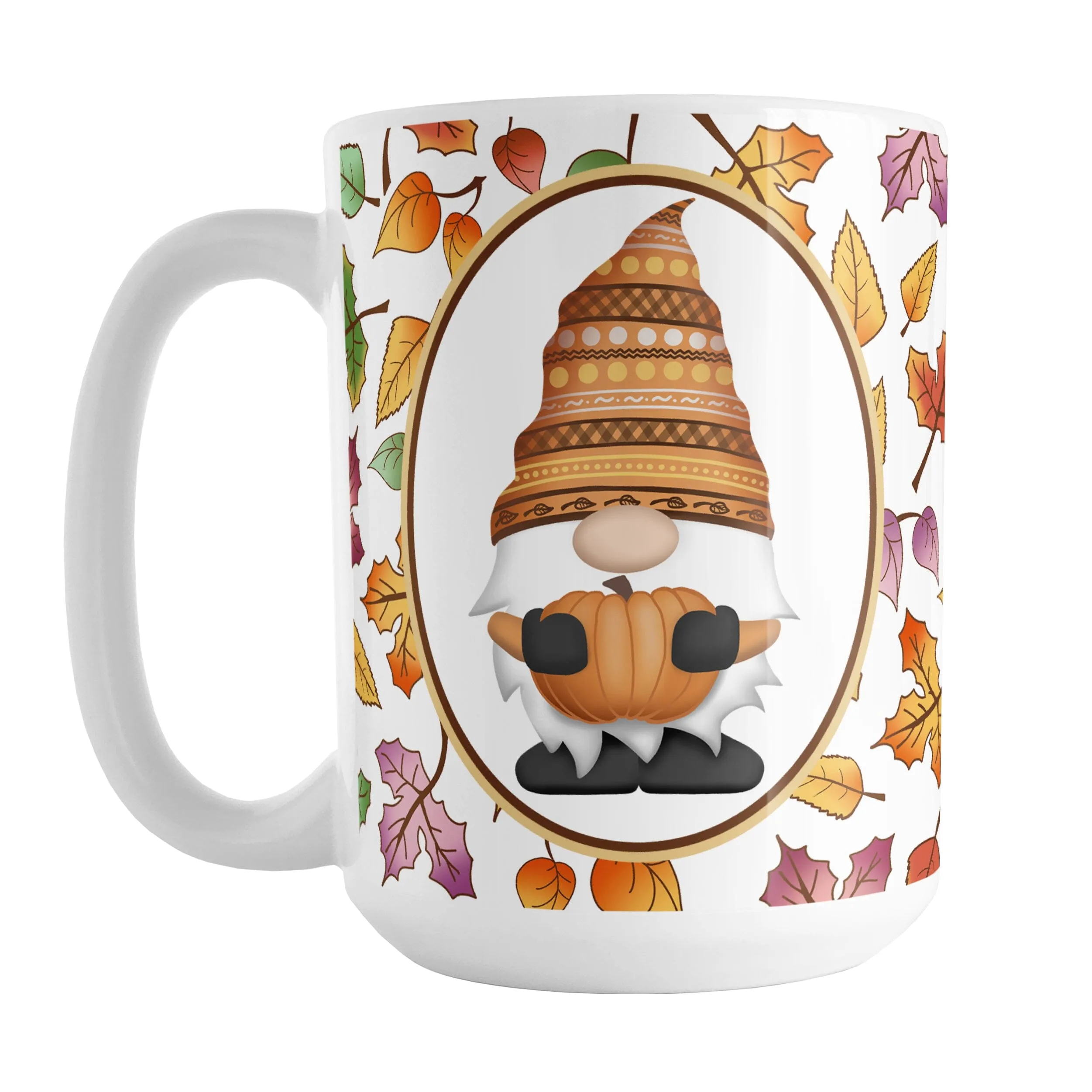 Orange Gnome Fall Leaves Mug