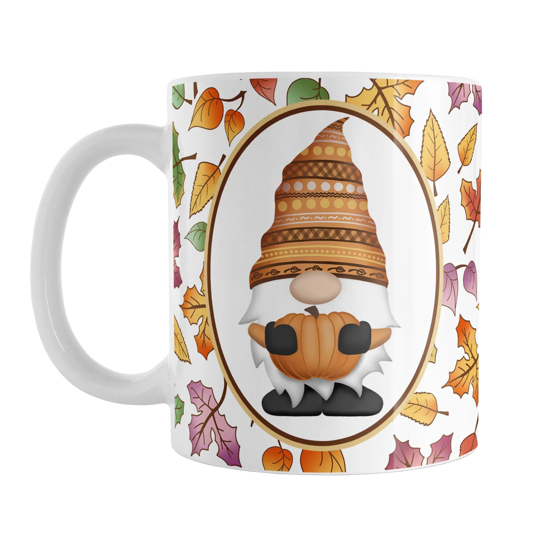 Orange Gnome Fall Leaves Mug