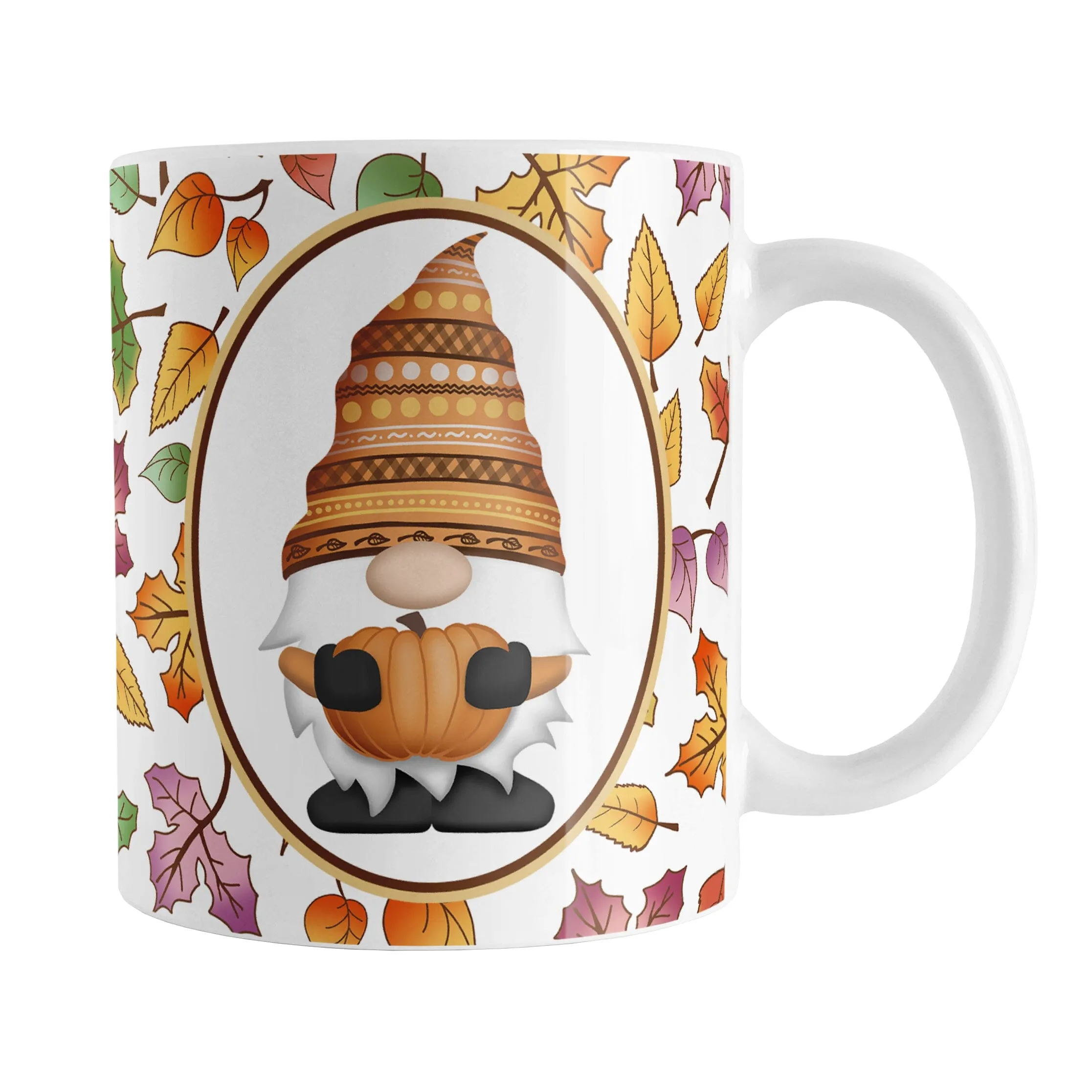 Orange Gnome Fall Leaves Mug