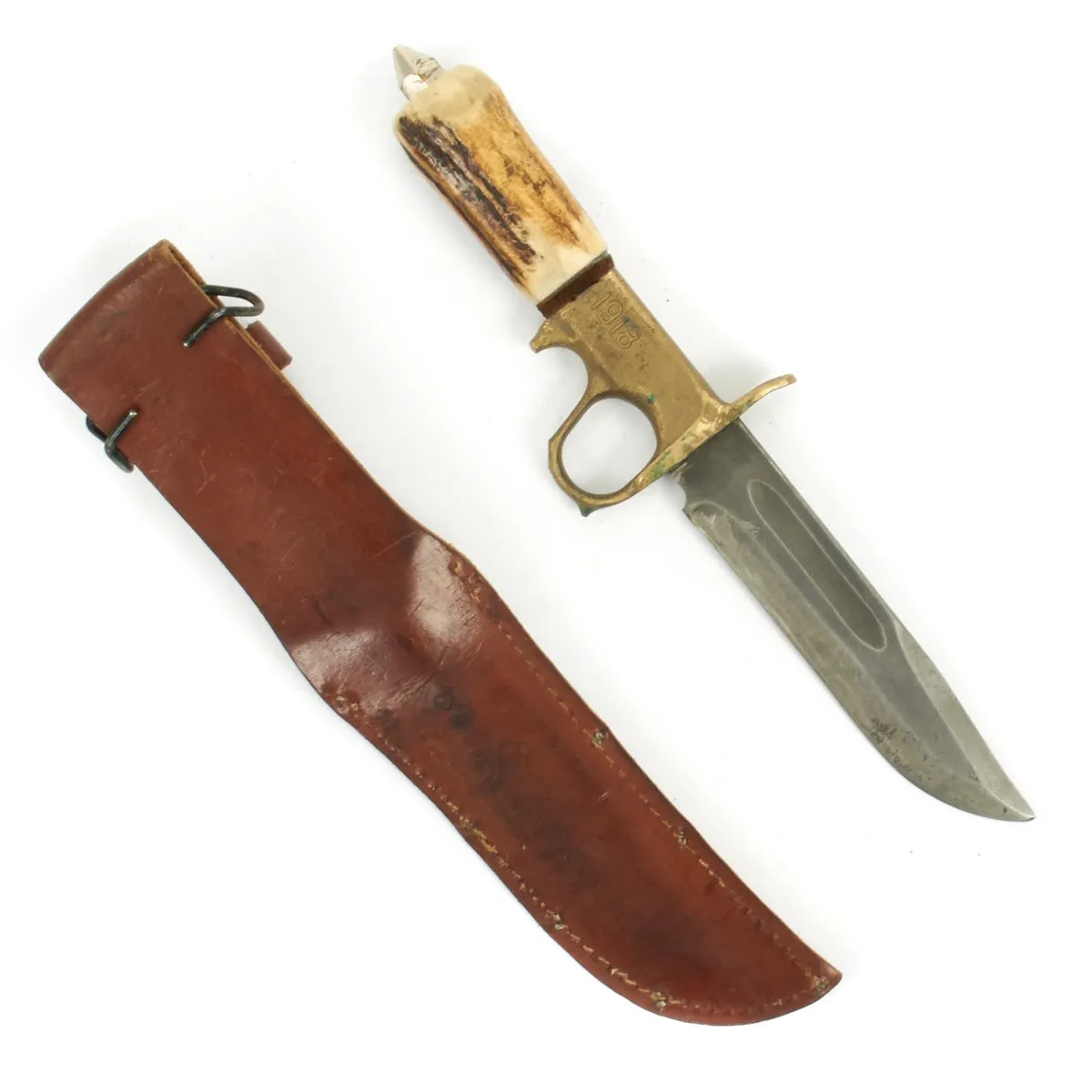 Original U.S. WWII Customized Theatre Made PAL 36 and Model 1918 Trench Knife with Stag Grip