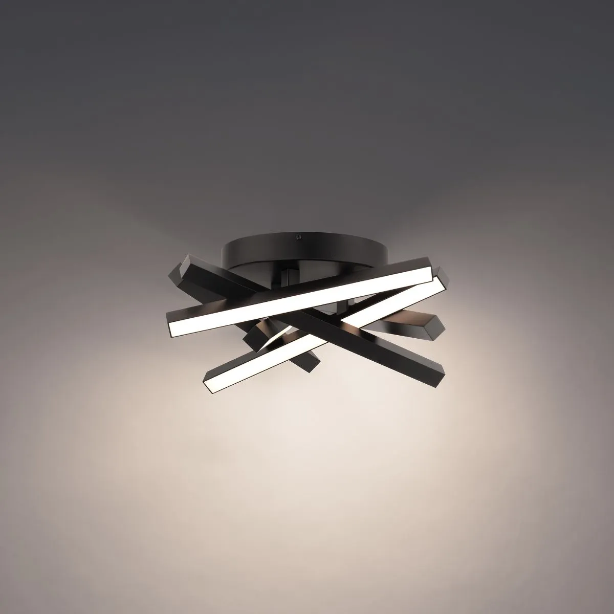 Parallax 15 in. LED Ceiling Flush Mount Light 2700K Black Finish