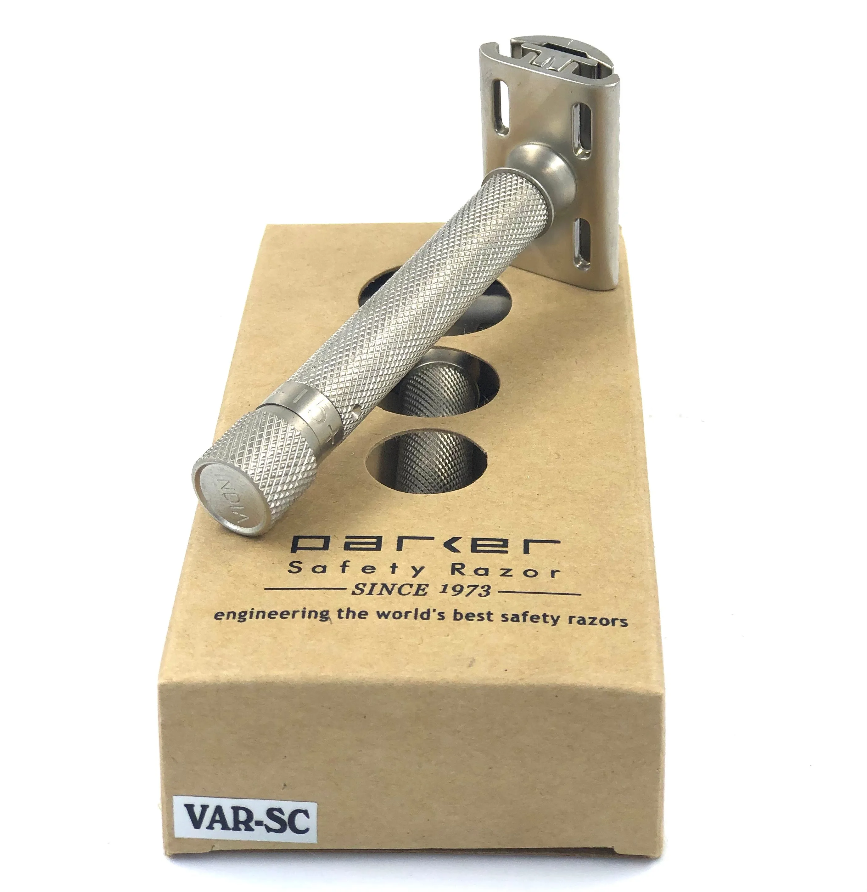 Parker Variant Adjustable Safety Razor, Satin Chrome Handle