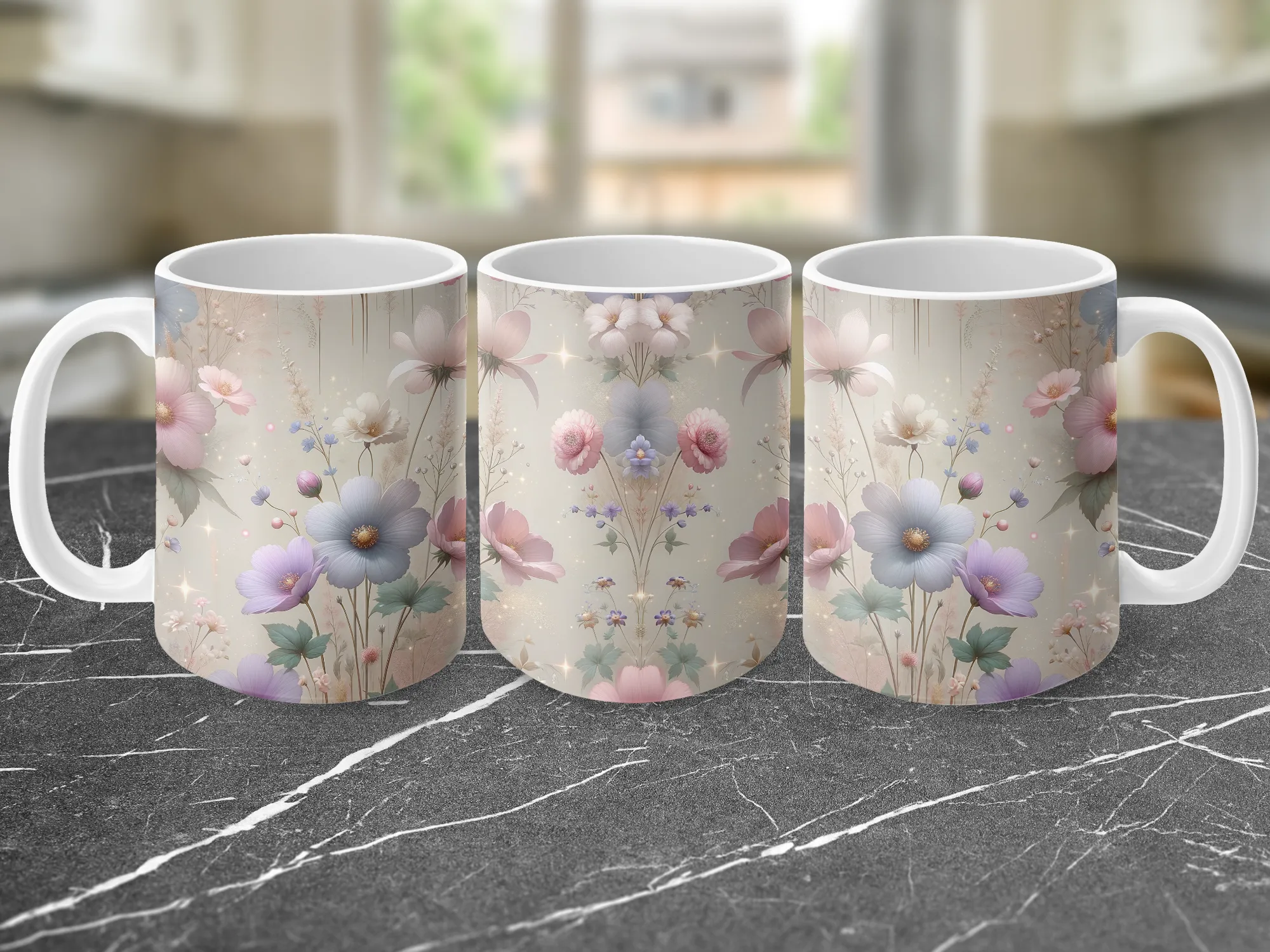 Pastel Wildflowers Design Coffee Mug, Floral Coffee Mug, Cute Coffee Mug, Flower Mug, Gift for Women,