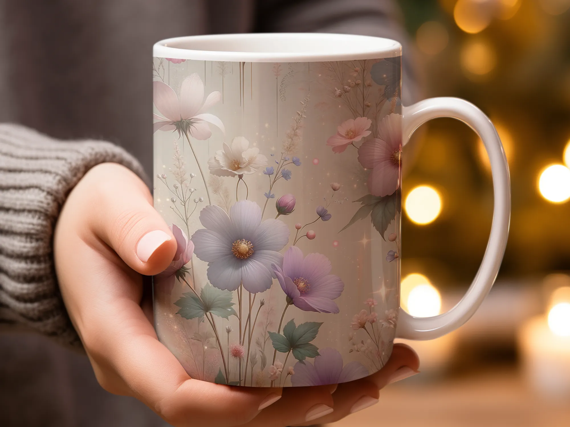 Pastel Wildflowers Design Coffee Mug, Floral Coffee Mug, Cute Coffee Mug, Flower Mug, Gift for Women,