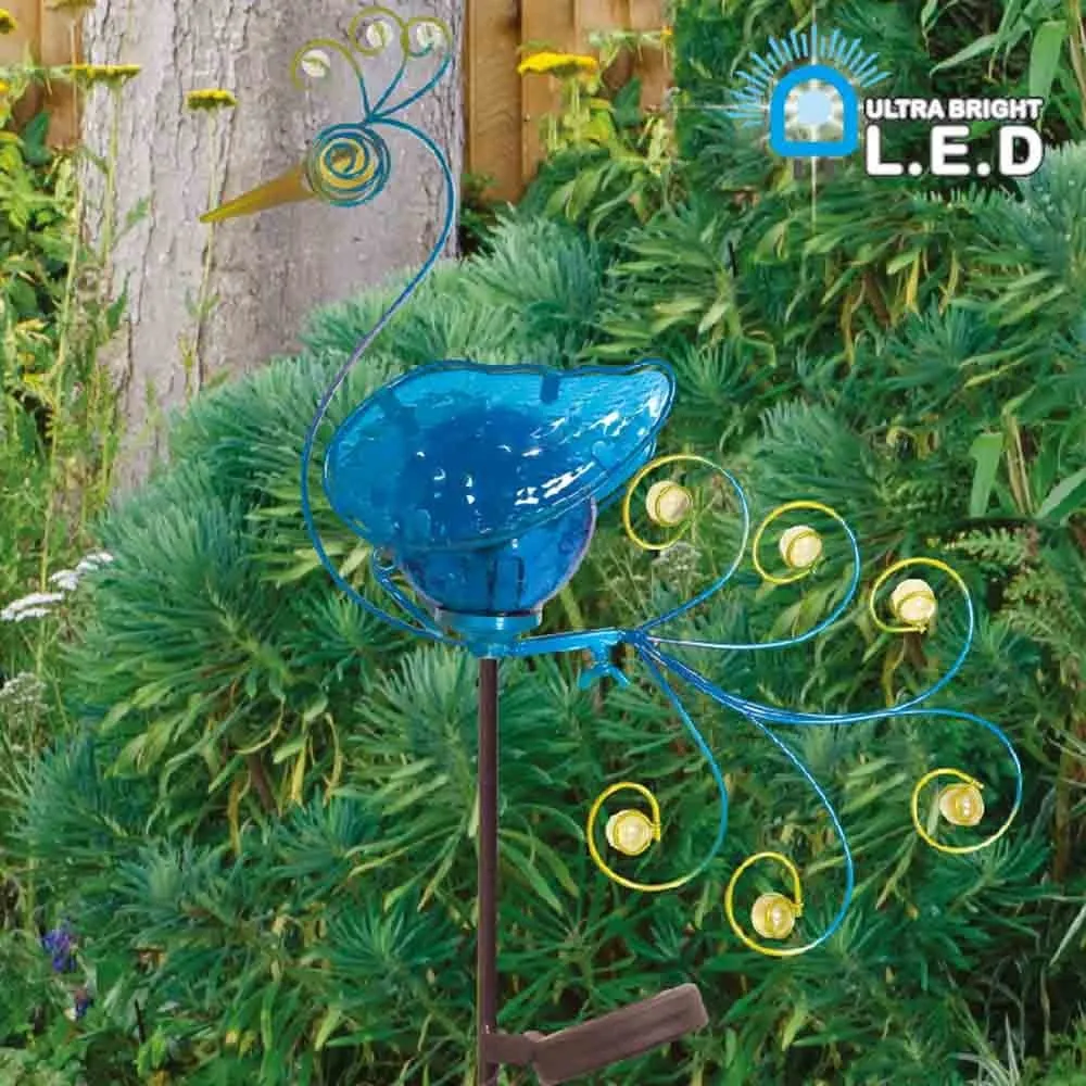 Peacock Stake Solar Crackle Ball