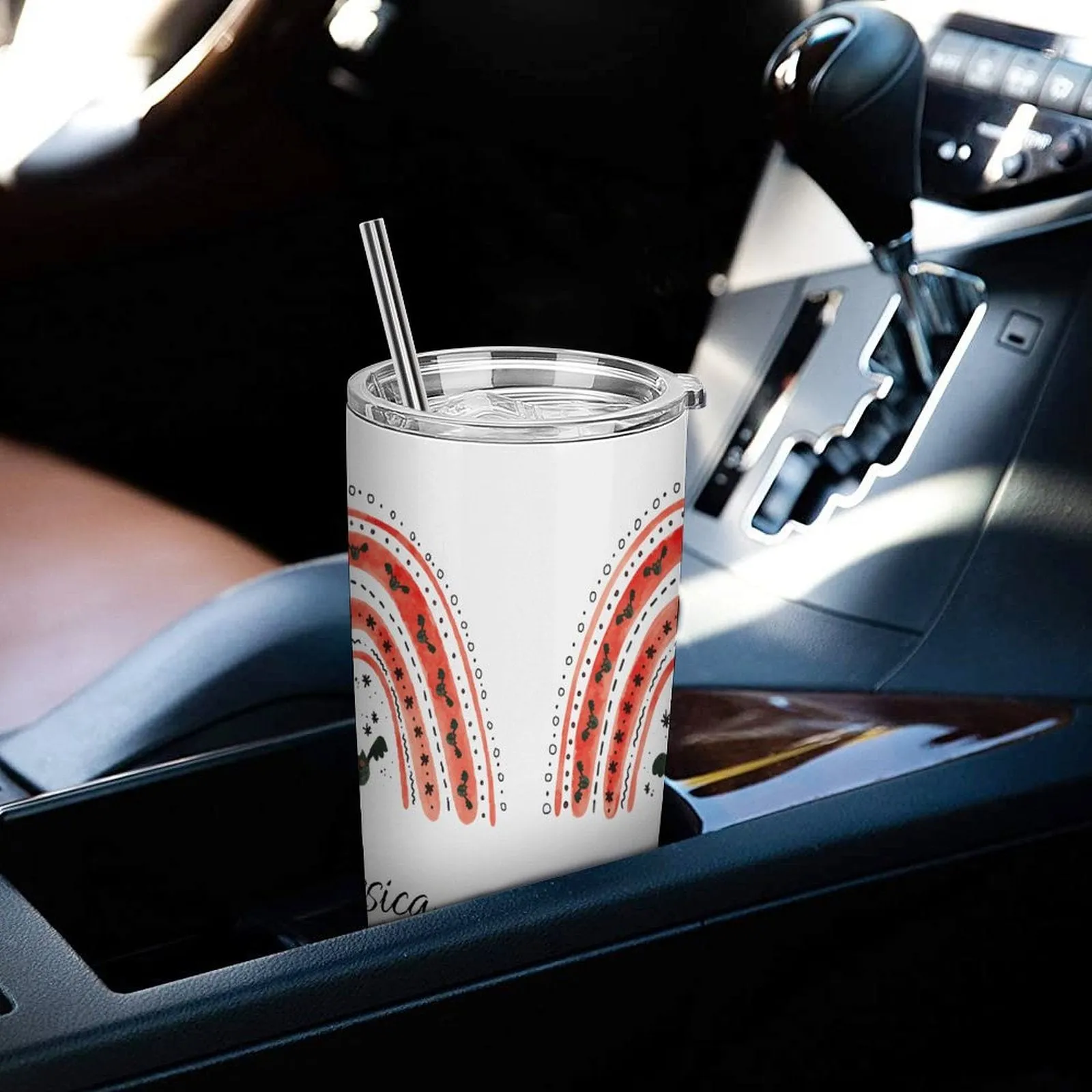 Personalized Stainless Steel 20oz Coffee Tumbler Mug POD Full Printing Custom Car Tumbler with Straw and Brush