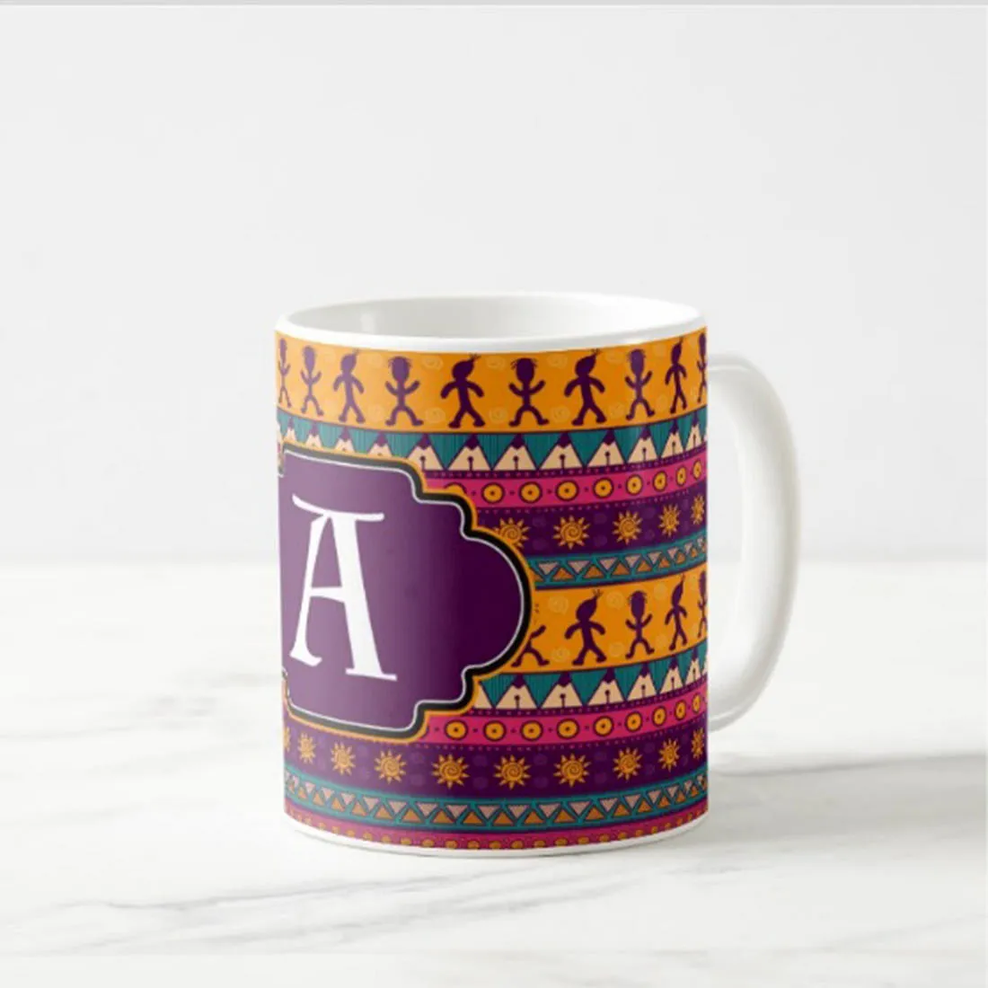 Personalized Travel Mugs - Orange Ethnic