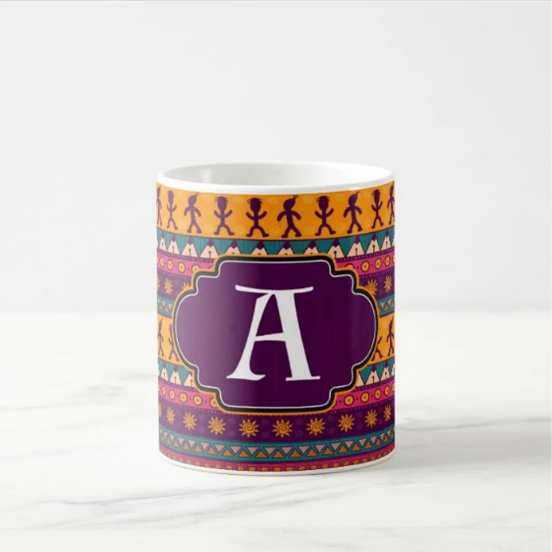 Personalized Travel Mugs - Orange Ethnic