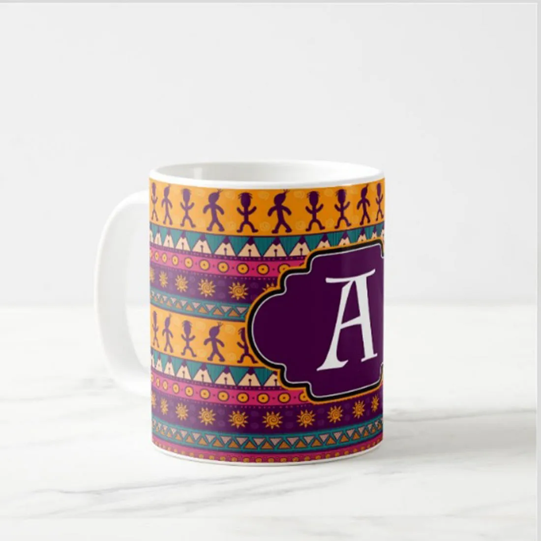 Personalized Travel Mugs - Orange Ethnic