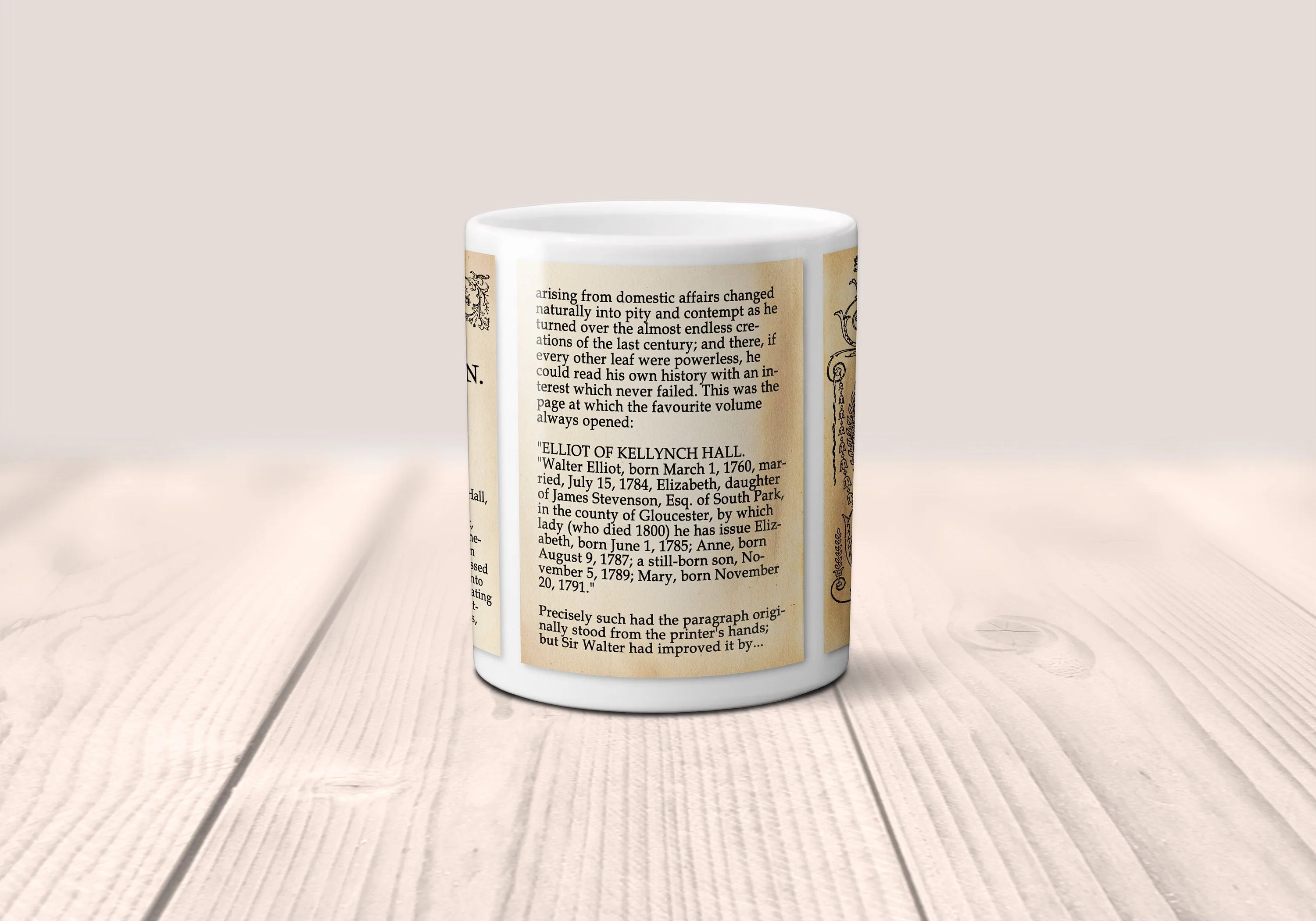 Persuasion by Jane Austen Mug. Coffee Mug with Persuasion book Title and Book Pages, Bookish Gift, Literary Mug, Jane Austen Gift, Bookworm