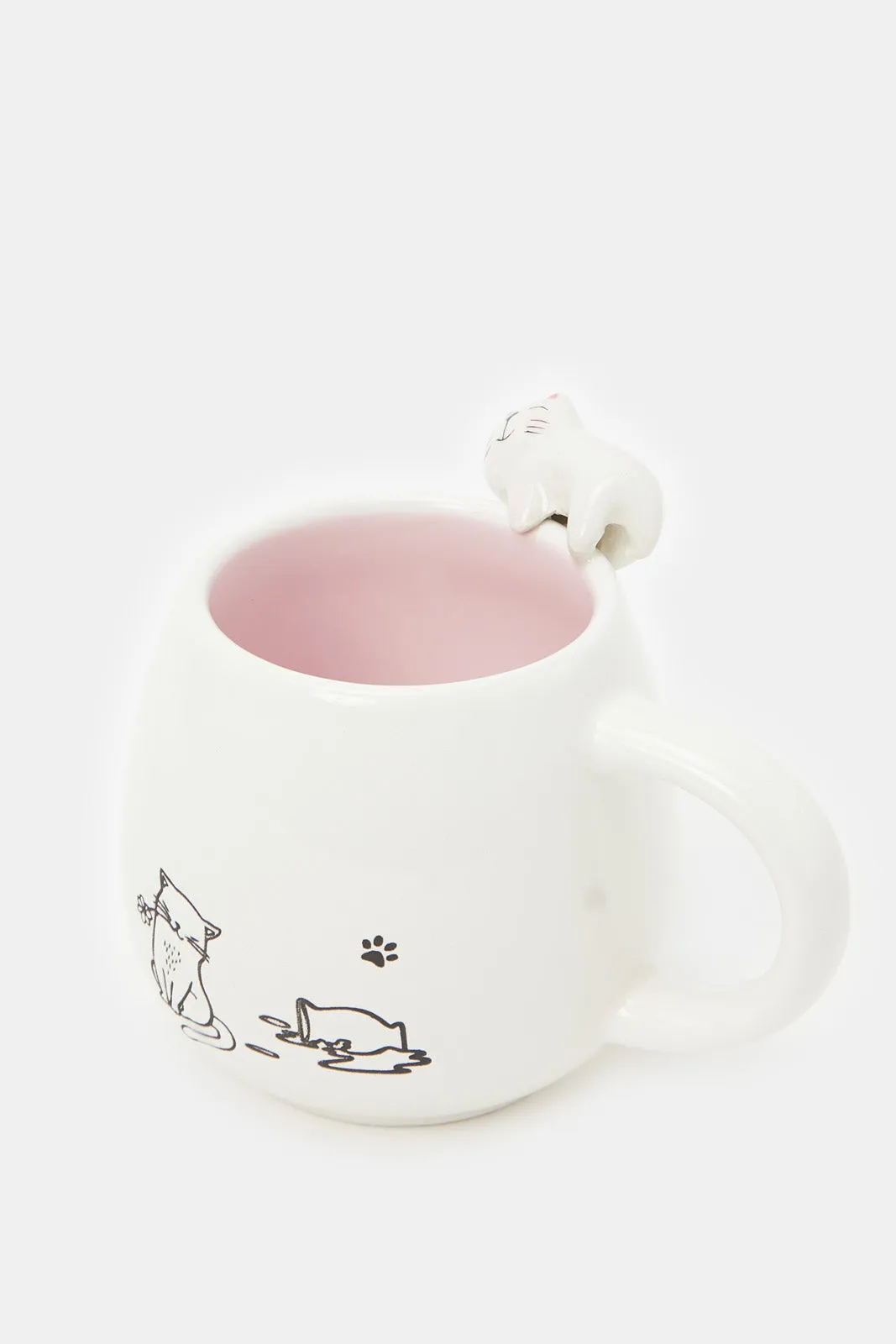 Pink Cat Print Mug