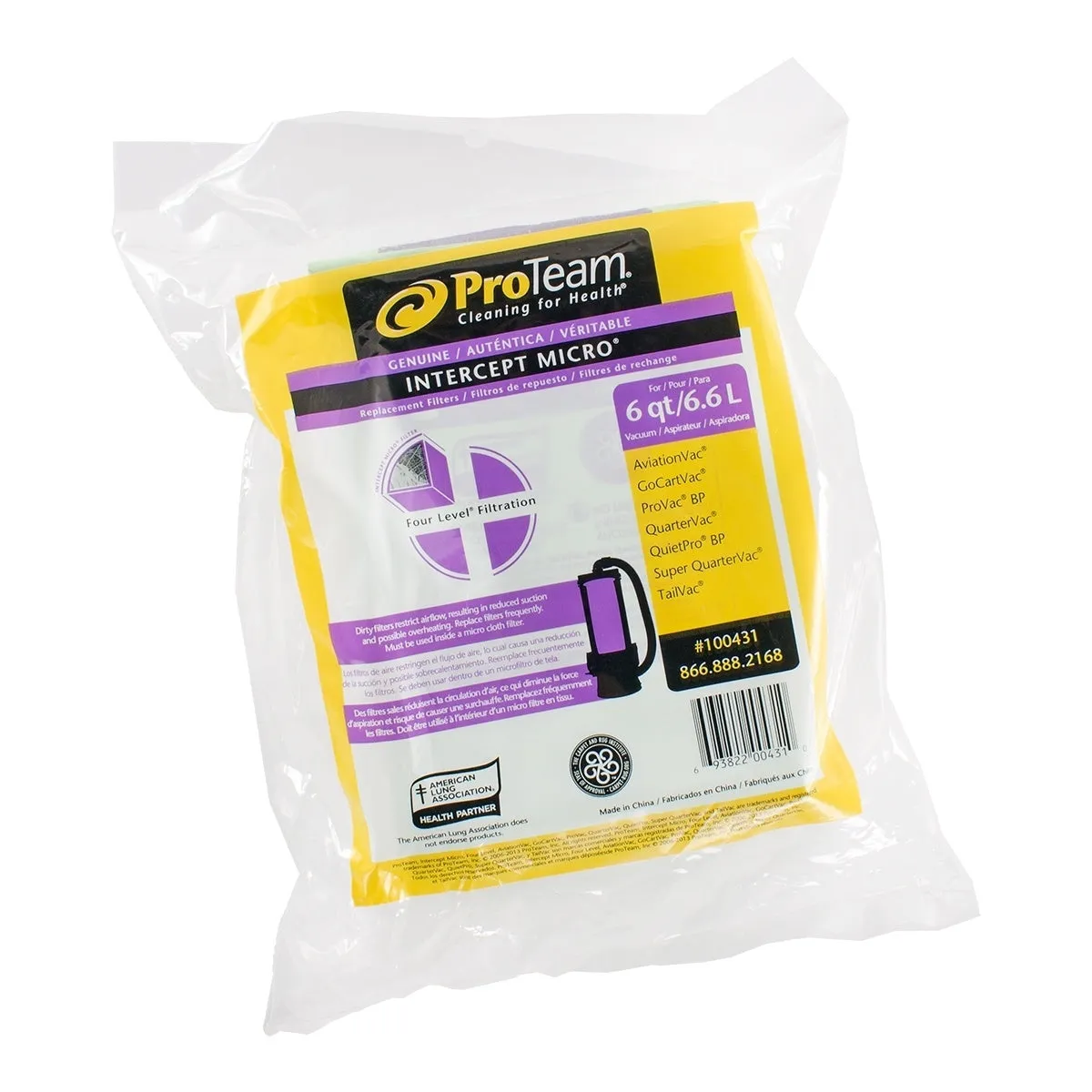 ProTeam® 6 Qt. Open Collar Intercept Micro Filter Bags - Packs of 10