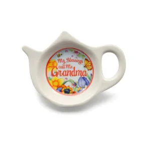 "My Blessings Call Me Grandma" Teapot Magnet with Flowers