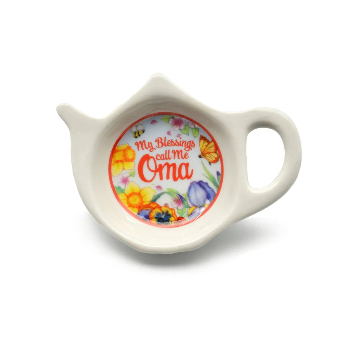 "My Blessings Call Me Oma" Teapot Magnet with Flower Design