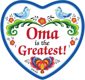 "Oma is the Greatest" Heart Magnet Tile with Birds Design