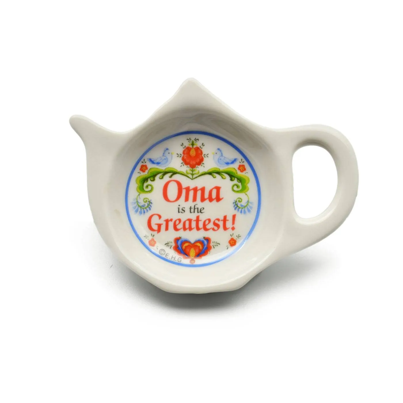 "Oma is the Greatest" Teapot Magnet with Birds Design