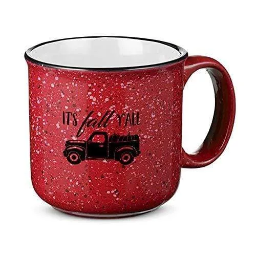 Red Speckled Fall Truck Ceramic Mug