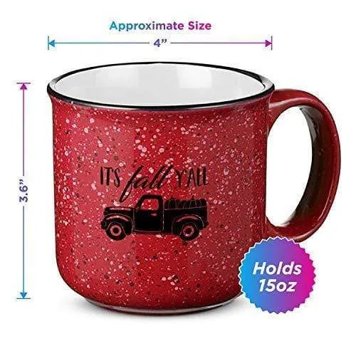 Red Speckled Fall Truck Ceramic Mug