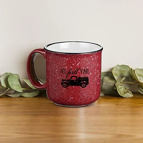 Red Speckled Fall Truck Ceramic Mug