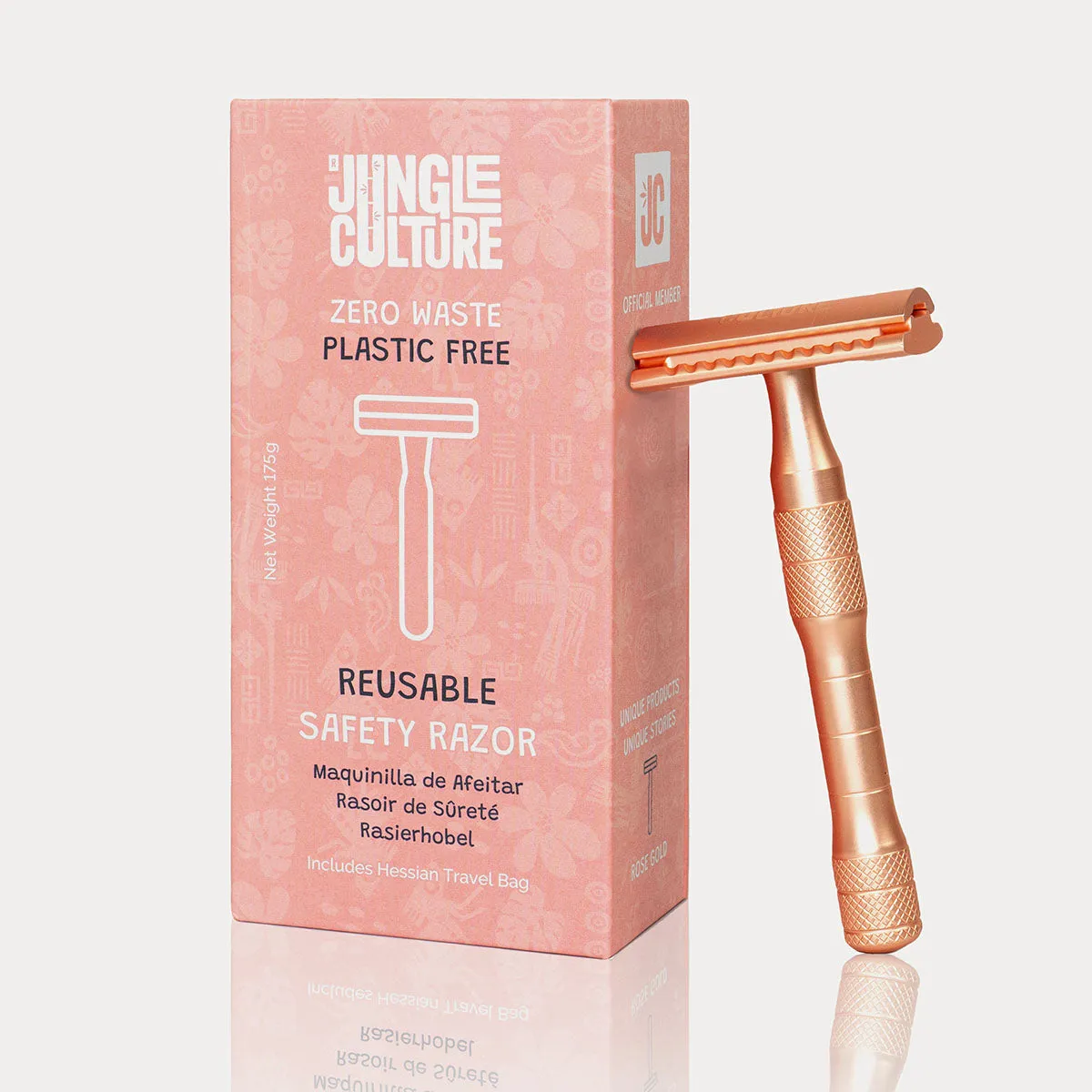 Rose Gold or Black Reusable Safety Razors w/ Natural Jute Travel Bag