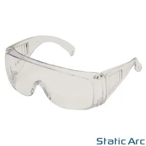 SAFETY SPECS GLASSES EYE PROTECTION CLEAR PLASTIC EYEWEAR GOGGLES INDUSTRIAL LAB