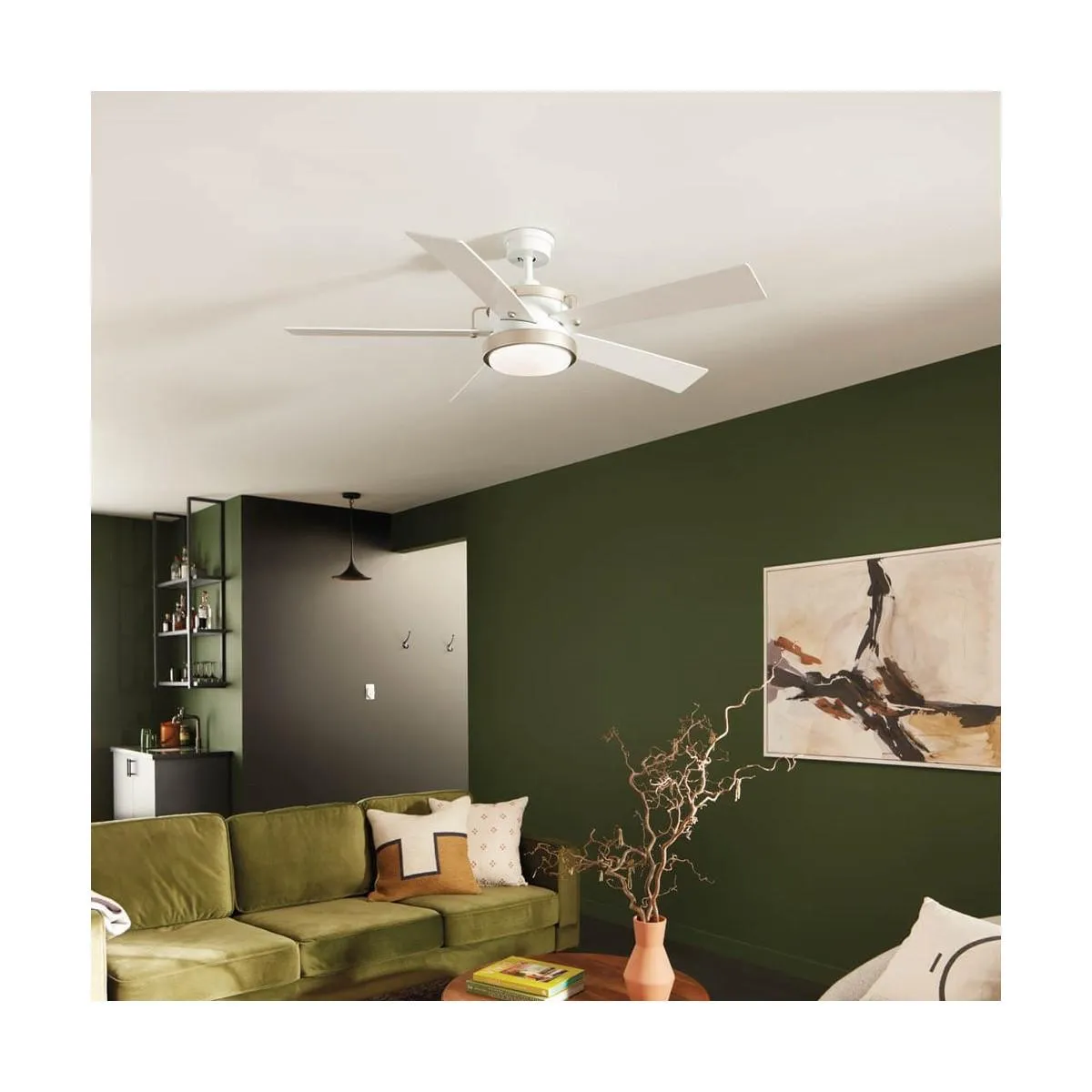 Salvo 56 Inch White LED Ceiling Fan with Wall Control