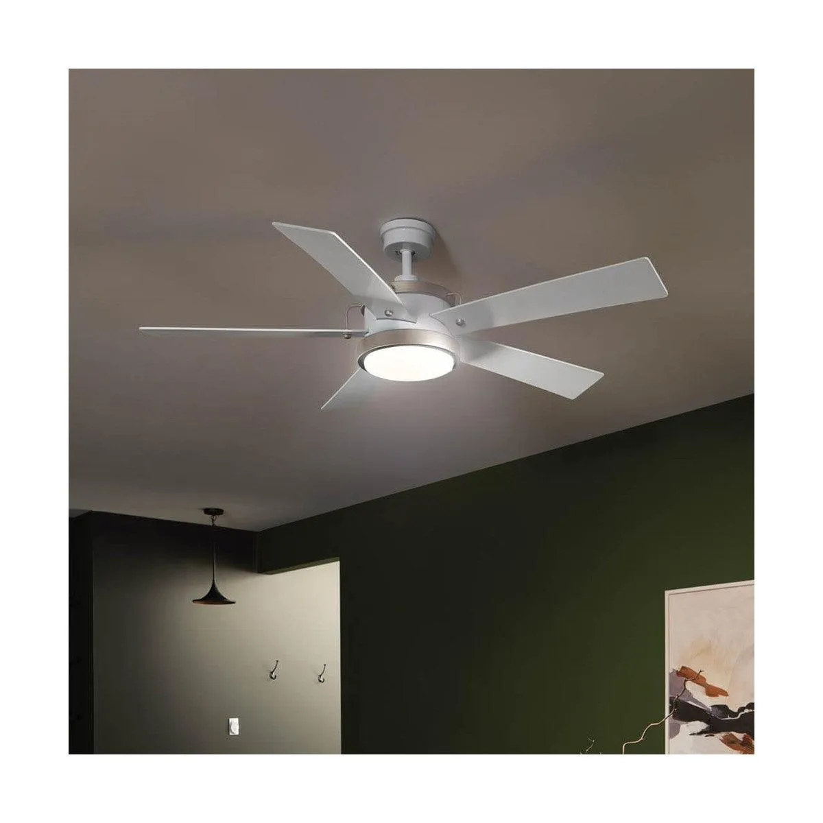 Salvo 56 Inch White LED Ceiling Fan with Wall Control