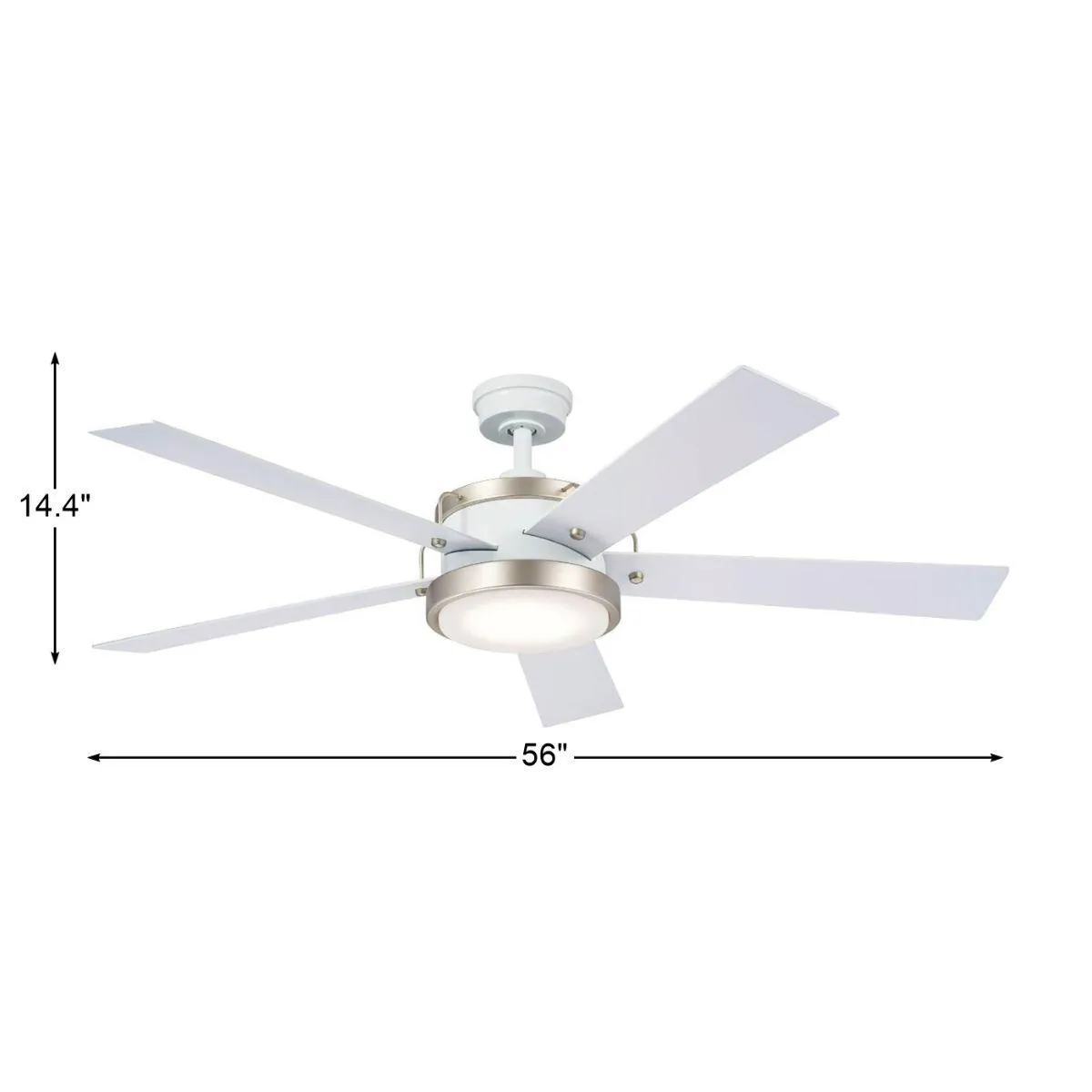 Salvo 56 Inch White LED Ceiling Fan with Wall Control