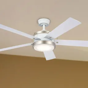 Salvo 56 Inch White LED Ceiling Fan with Wall Control