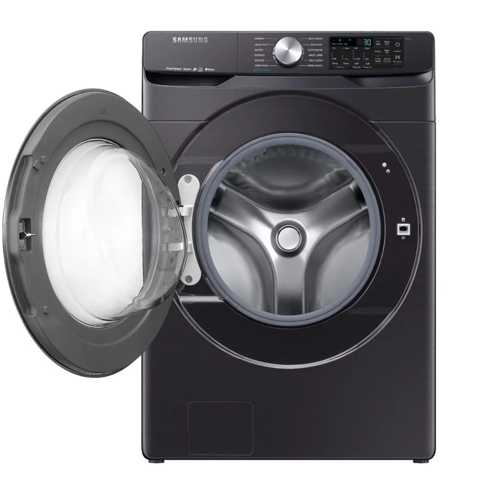 Samsung - 4.5 Cu. Ft. 12 Cycle Front Loading Smart Wi-Fi Washer with Steam - Black stainless steel