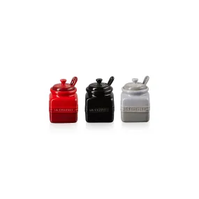 Set of 3 Mini Sauce Jar with Spoon - Cerise/Black Onyx/Mist Grey