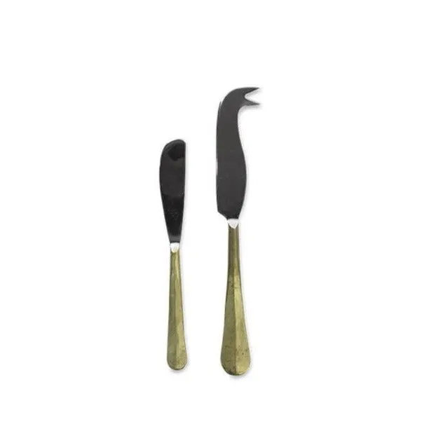 Set of Hand-Forged Cheese and Butter Knives - Brushed Gold Finish