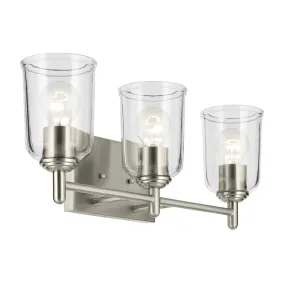 Shailene 21" 3-Light Bathroom Vanity Light with Clear Glass, Brushed Nickel Finish