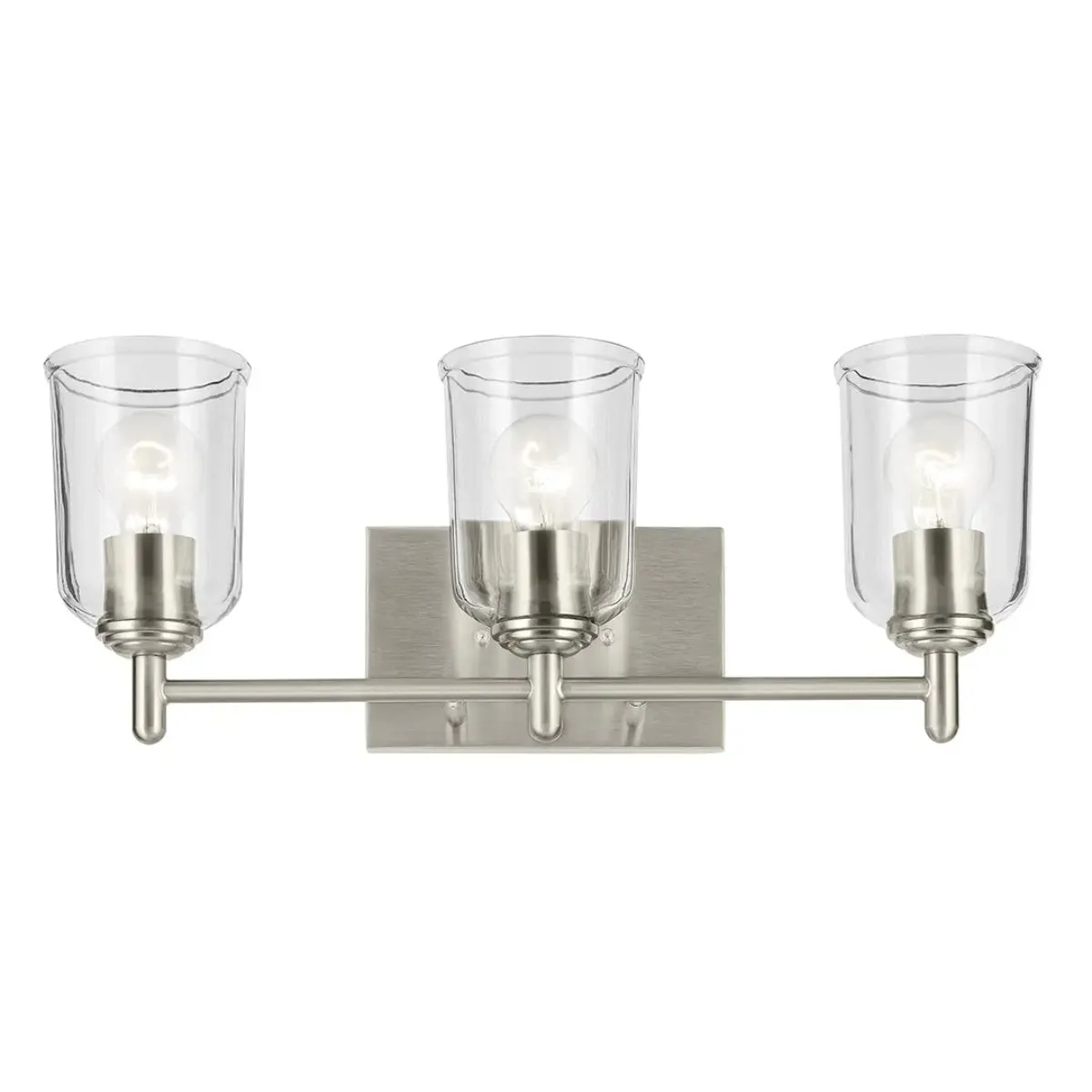 Shailene 21" 3-Light Bathroom Vanity Light with Clear Glass, Brushed Nickel Finish