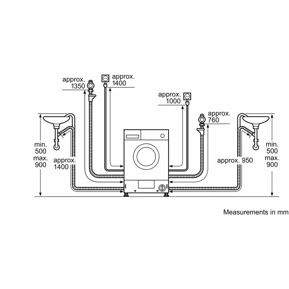 SIEMENS WK14D322GB iQ300 52 Litre 7 4Kg Integrated Washer Dryer, 59.5cm Wide - White