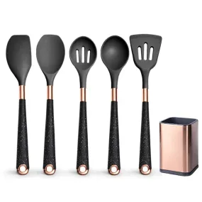 Silicone Cooking Utensils Set, Golden Plated Kitchen Utensils, Eco Friendly & BPA Free