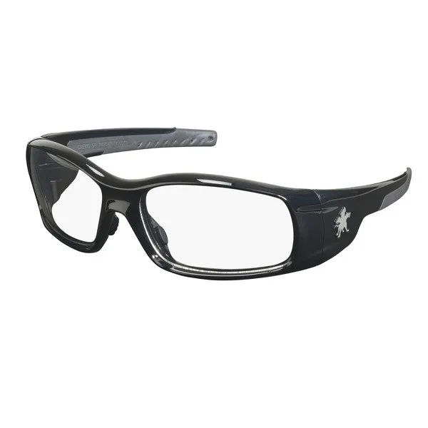 SR110 MCR Safety Swagger SR1 Series Safety Glasses, Clear Lens, Black Frame