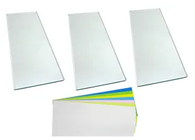 Three sheets 5/16" x 5" x 12" Float Glass and 7 Sheets 3M™ PSA Lapping Film