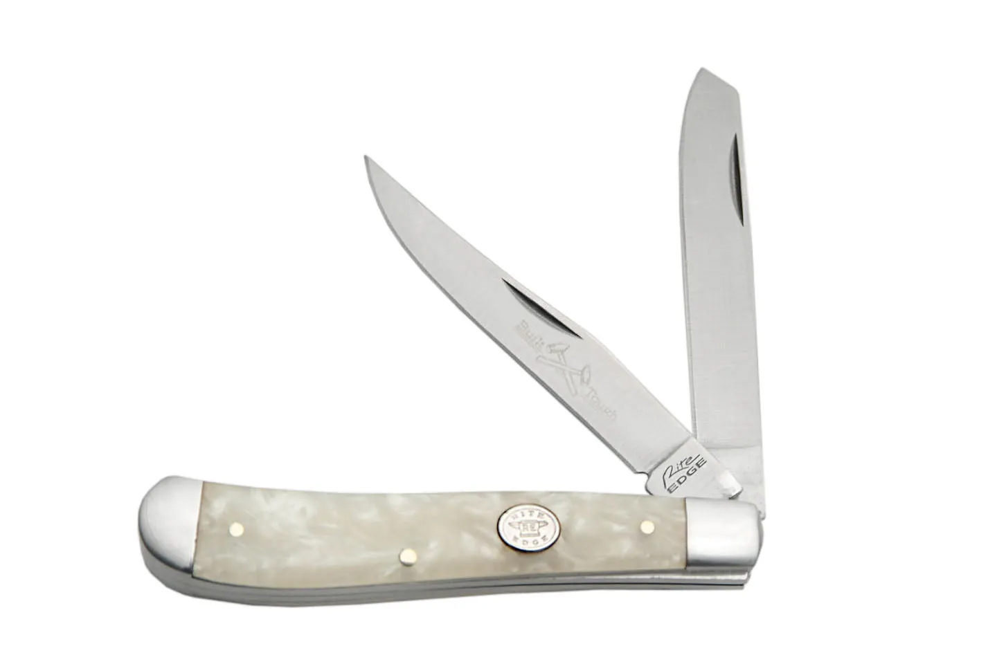 Traditional 2-Blade Trapper Pocket Knife - Pearl White