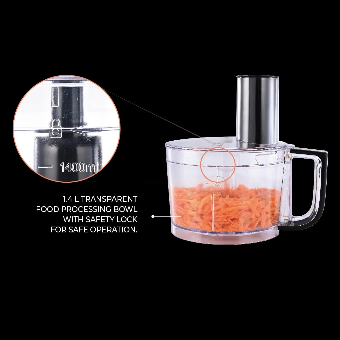 Usha ICHEF Food Processor 800 Watts Copper Motor with 9 Accessories & 8 Functions (Black)