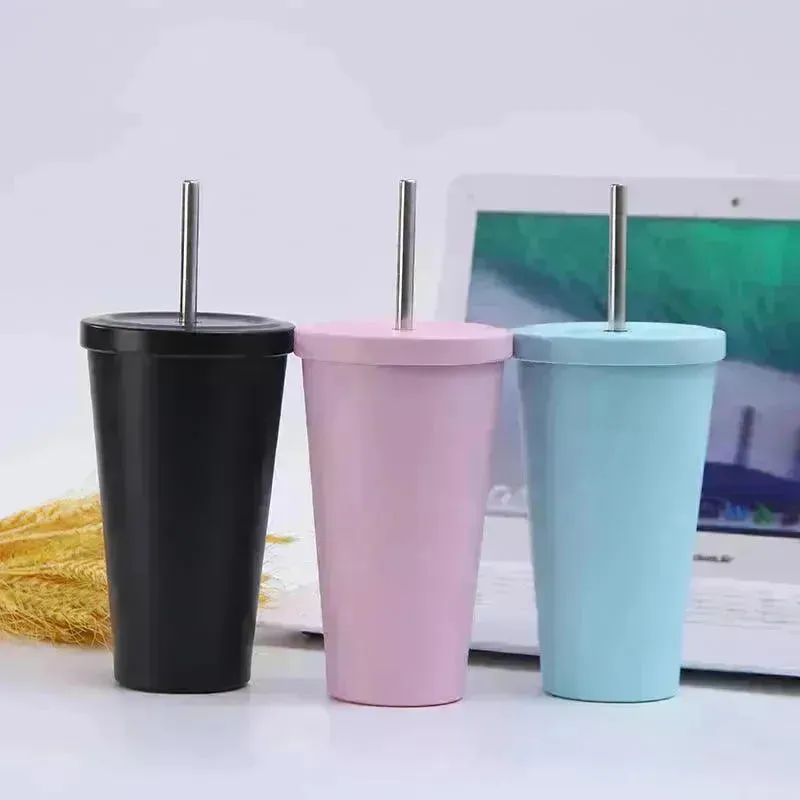 Vacuum stainless steel vacuum flask straw Cup