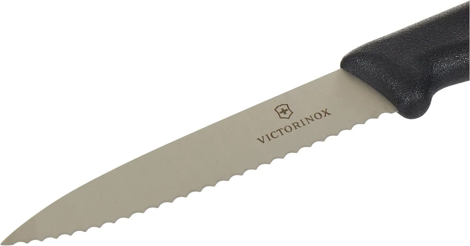 Victorinox Paring Knife Wavy Edge Pointed Tip Paring Knife, Black, 5.3033