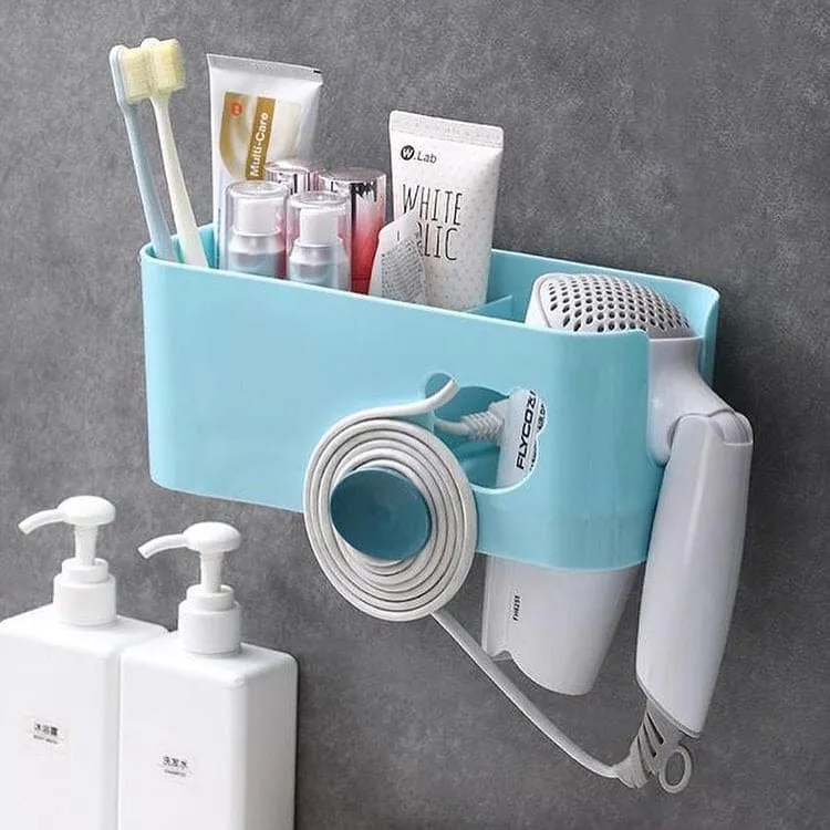 Wall Mounted Blow Dryer Holder Hair Dryer Bathroom Storage Rack