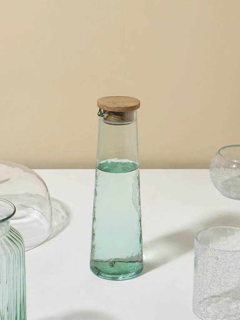 Westside Home Green All Hammered Carafe Bottle with wooden lid