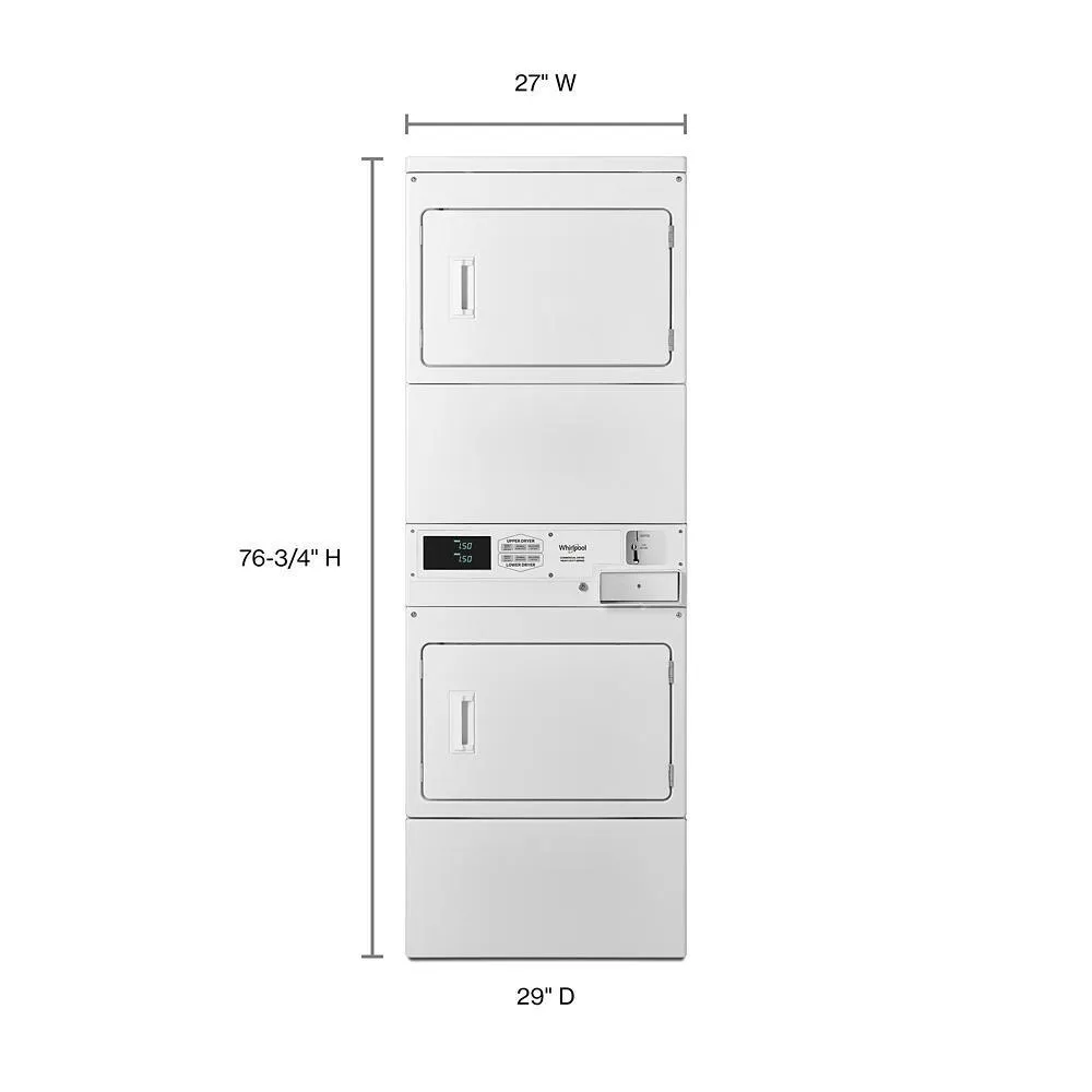 Whirlpool CESP2978JQ Commercial Electric Stack Dryer, Non-Coin