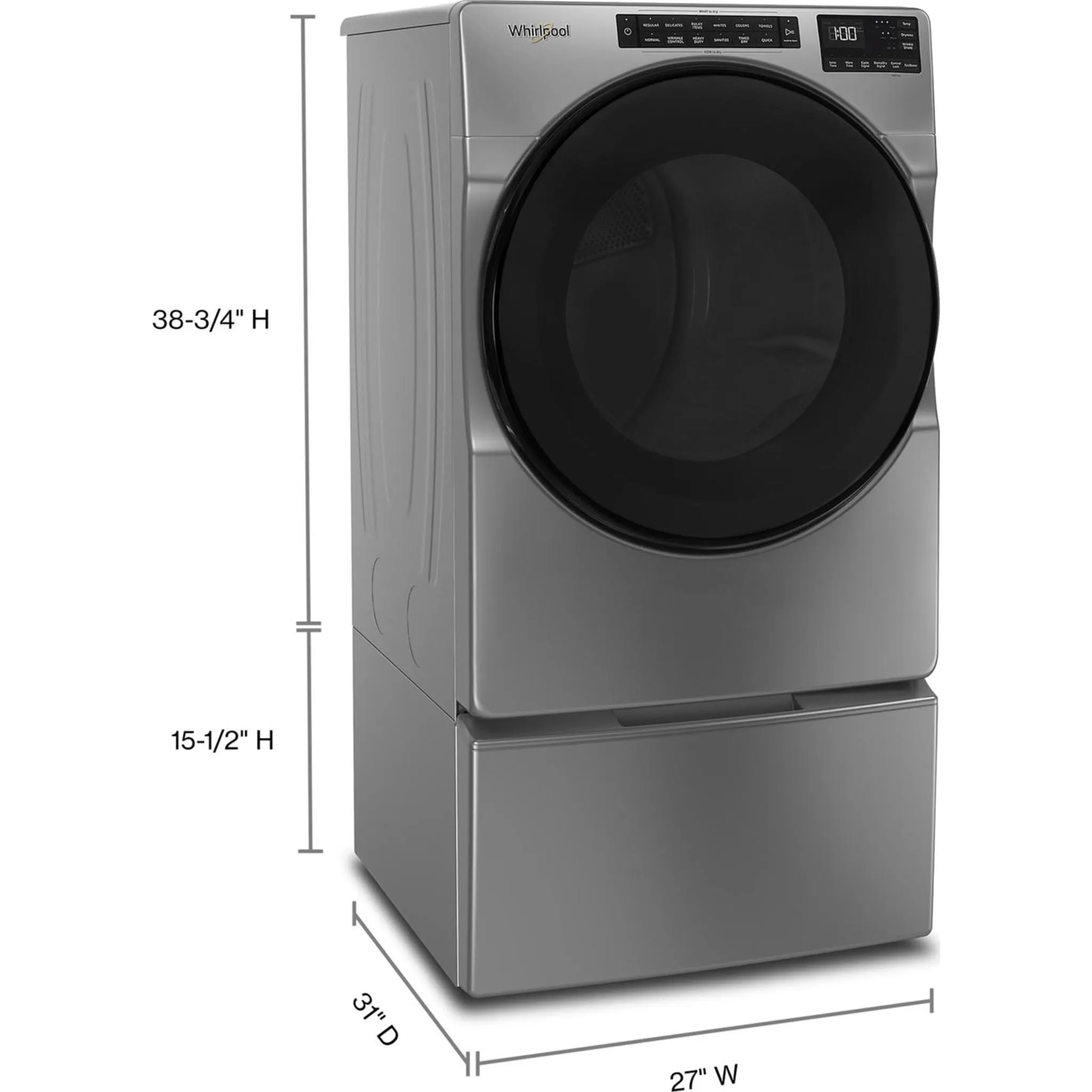 Whirlpool Natural Gas Dryer (WGD5605MC) - Chrome Shadow