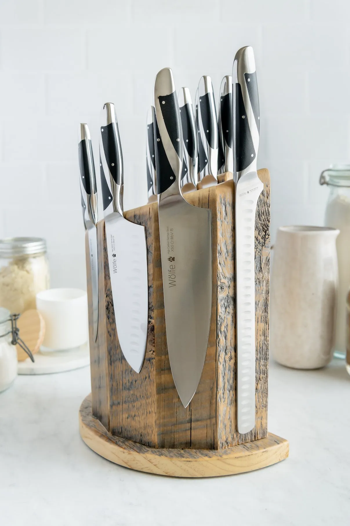 Wölfe 7 PC Cutlery Set with Custom Block and Sharpener