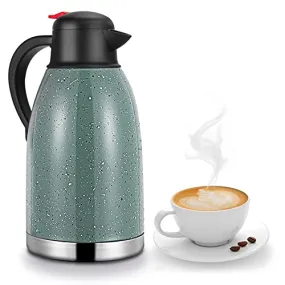 Yummy Sam Thermal Coffee Carafe Stainless Steel 68oz(2 Lifter) Double Walled Vacuum Coffee Thermos Water Beverage Dispenser 12 Hour Heat Retention/24 Hour Cold Retention, Green